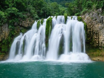 horsetail waterfall in torla